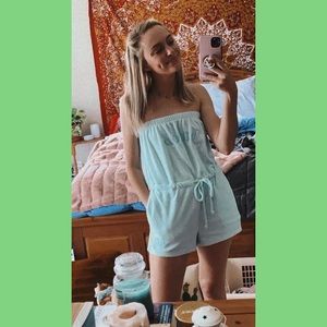 Iconic baby blue Juicy Couture terry cloth romper